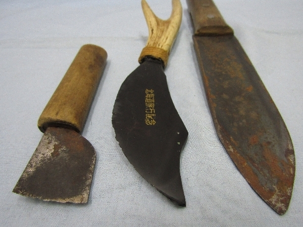ナイフ 3種類 まとめて アイヌ彫刻刀など（712）全長29.8ｃｍ 25.3ｃｍ 14cm 鹿角 アイヌの画像5