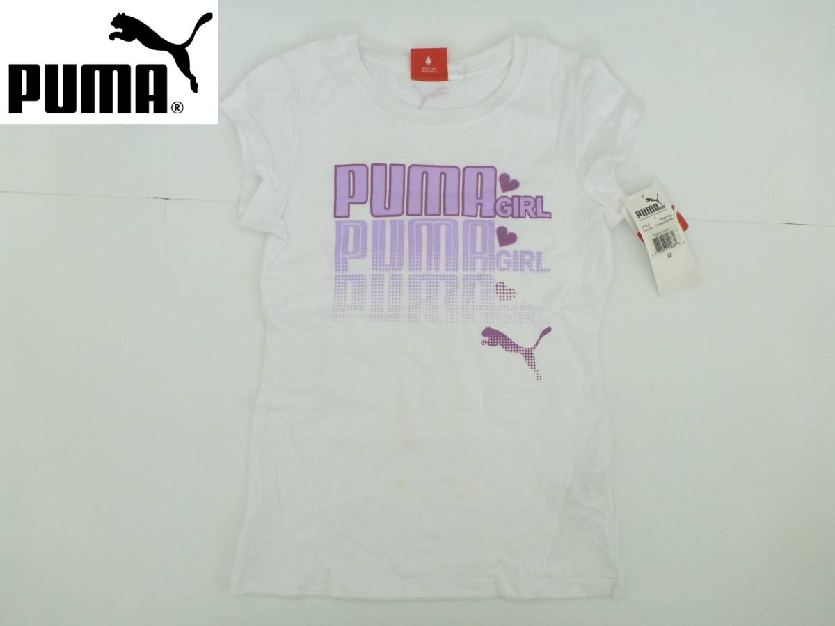 新品 PUMA プーマ ★白　ホワイト　ラメプリント　背中ワンポイントプリント　半袖　Tシャツ　M…130_画像1