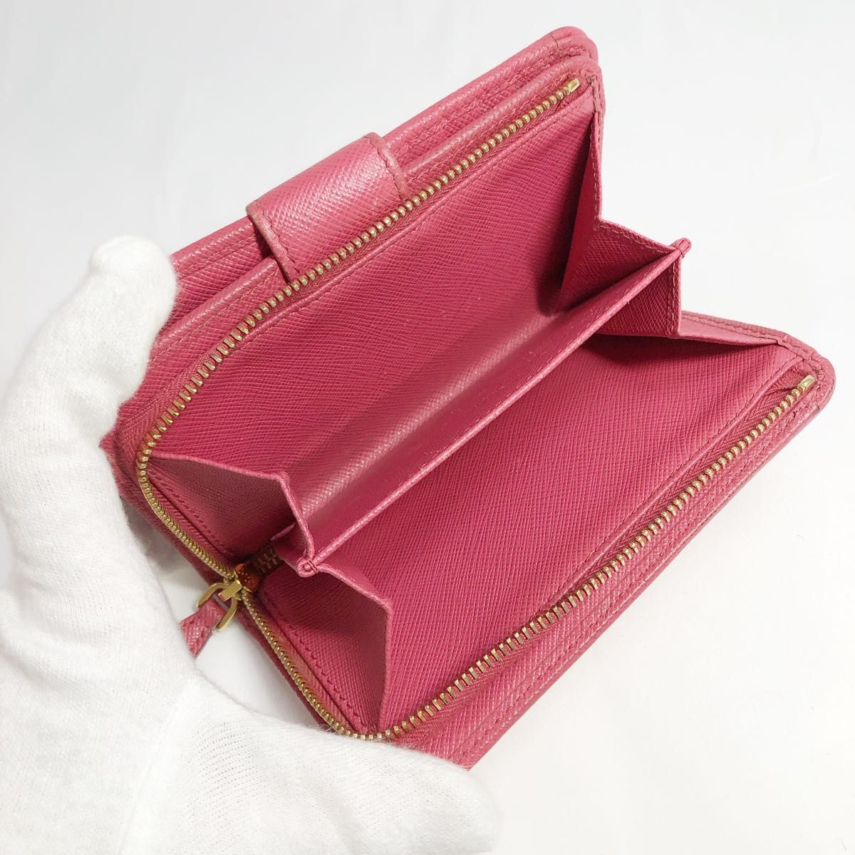 【人気】PRADA プラダ 財布 折り財布 二つ折り財布 コンパクト ピンク