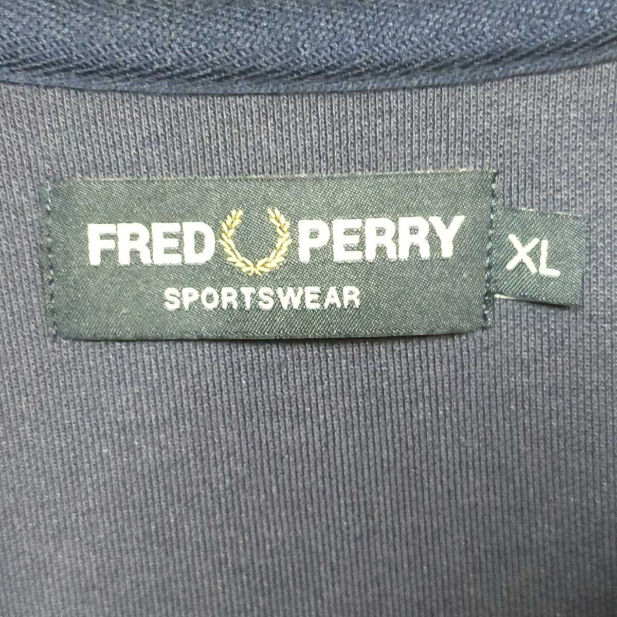 激レア】フレッドペリー FRED PERRY 2XL ネイビー 紺 ロゴ 刺繍 白