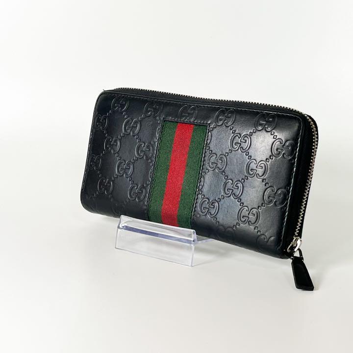 メール便対応! 【美品】グッチ 長財布 ラウンドジップ シェリーライン