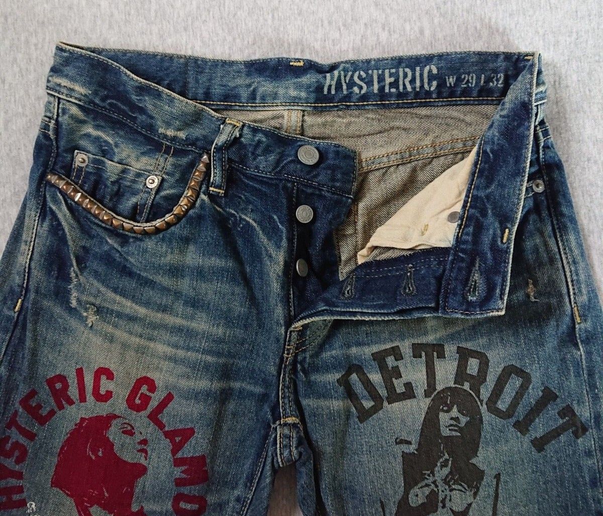 HYSTERIC GLAMOUR ペイント デニム W29 赤耳 SP加工 COLLAGE pt