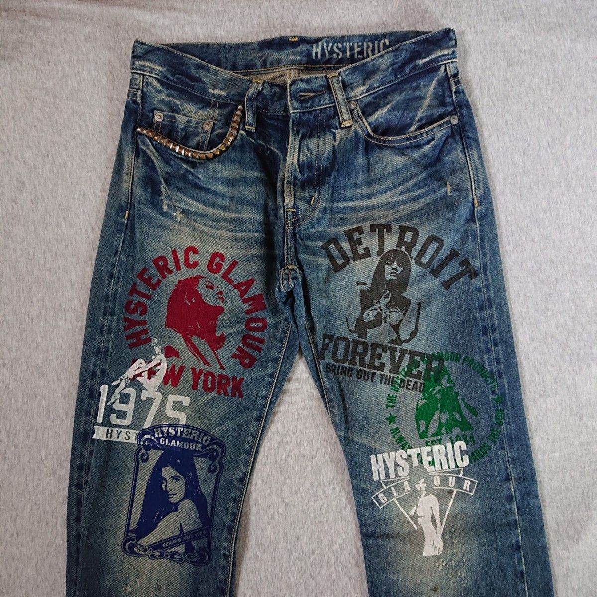 HYSTERIC GLAMOUR ペイント デニム W29 赤耳 SP加工 COLLAGE pt