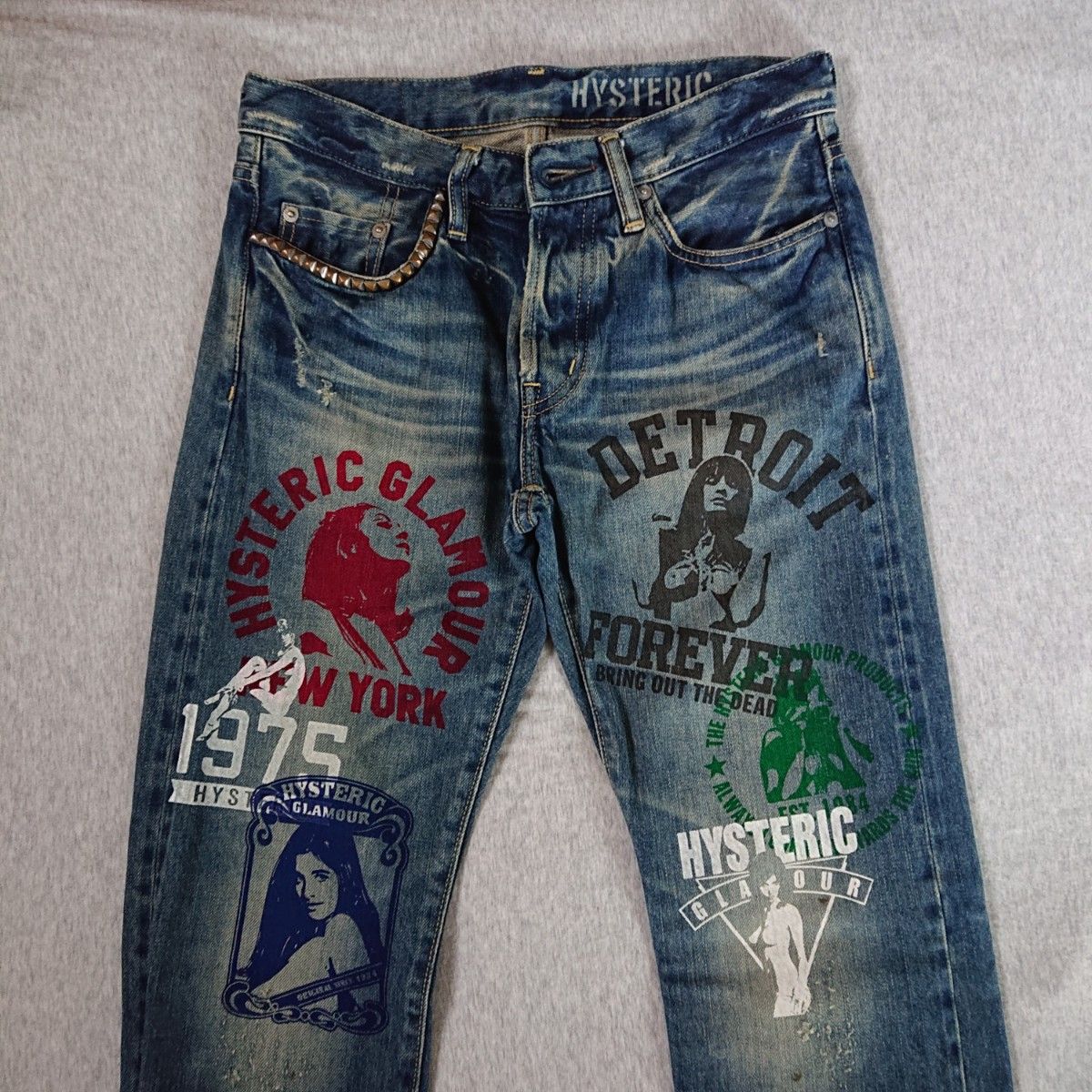 HYSTERIC GLAMOUR ペイント デニム  W29 赤耳 SP加工 COLLAGE pt