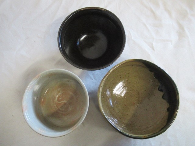 ★☆■茶碗■3客セット　箱無し　銘あり　切高台/立鶴　茶盃　茶器　茶道　所蔵品　☆★_画像6