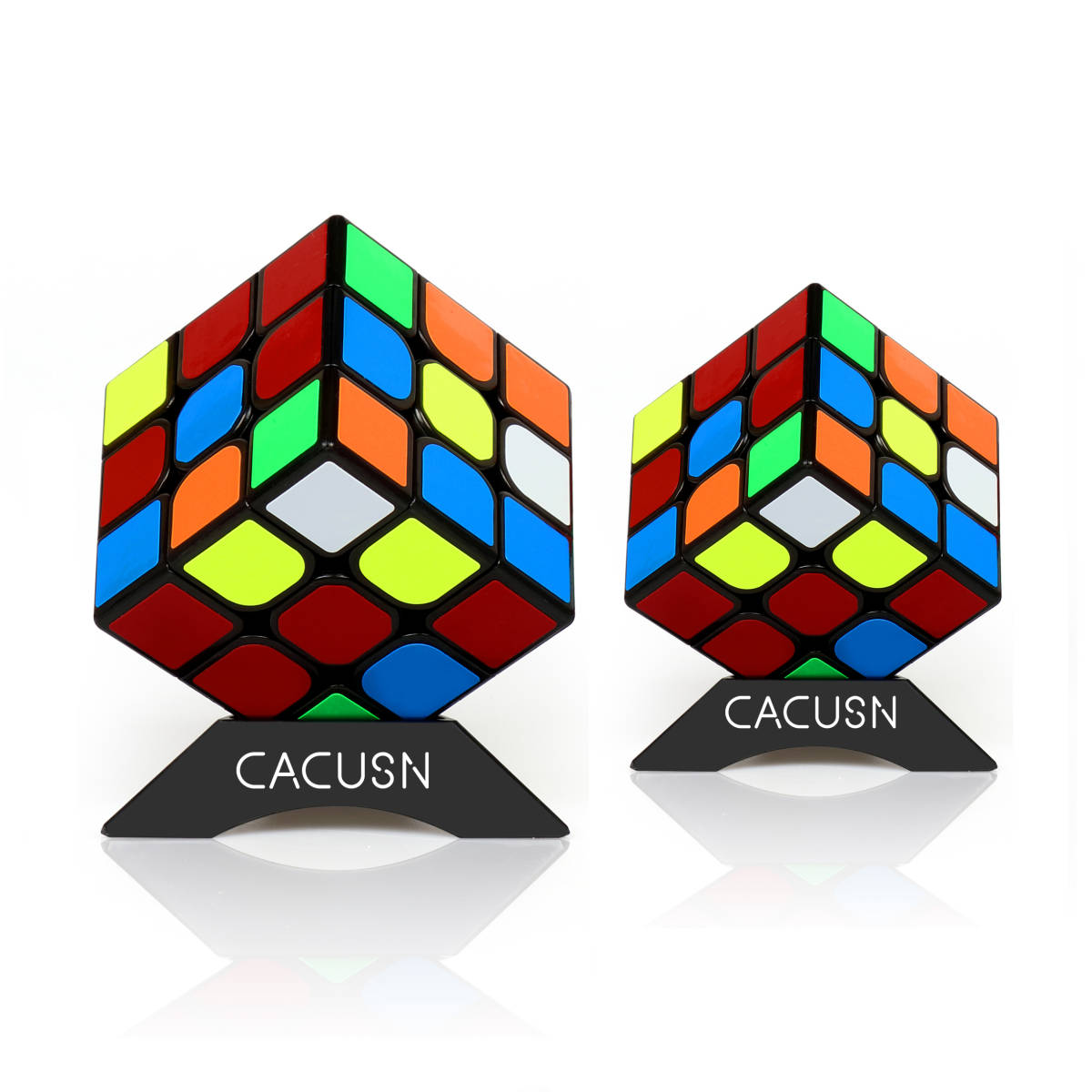 送料無料 新品 CACUSN ルービックキューブ 立体パズル 令和進化版進化型 回転スムーズ 競技用キューブ スタンド付き 2個（３＊３）の画像1