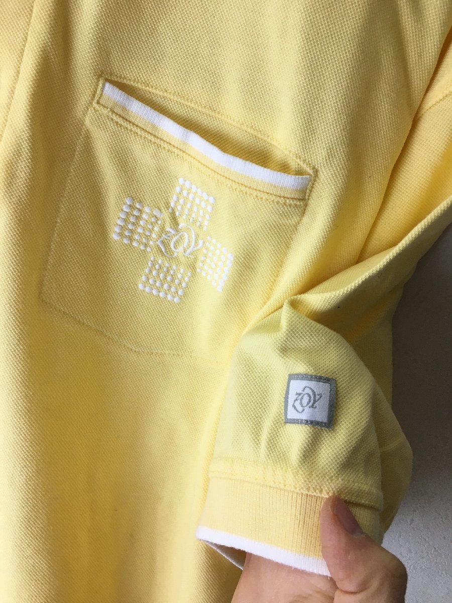◆ZOY ゾーイ ロゴ刺繍 ポケット付き 鹿の子 ポロシャツ XL相当 イエロー　美品　ラッキーイエロー_画像2