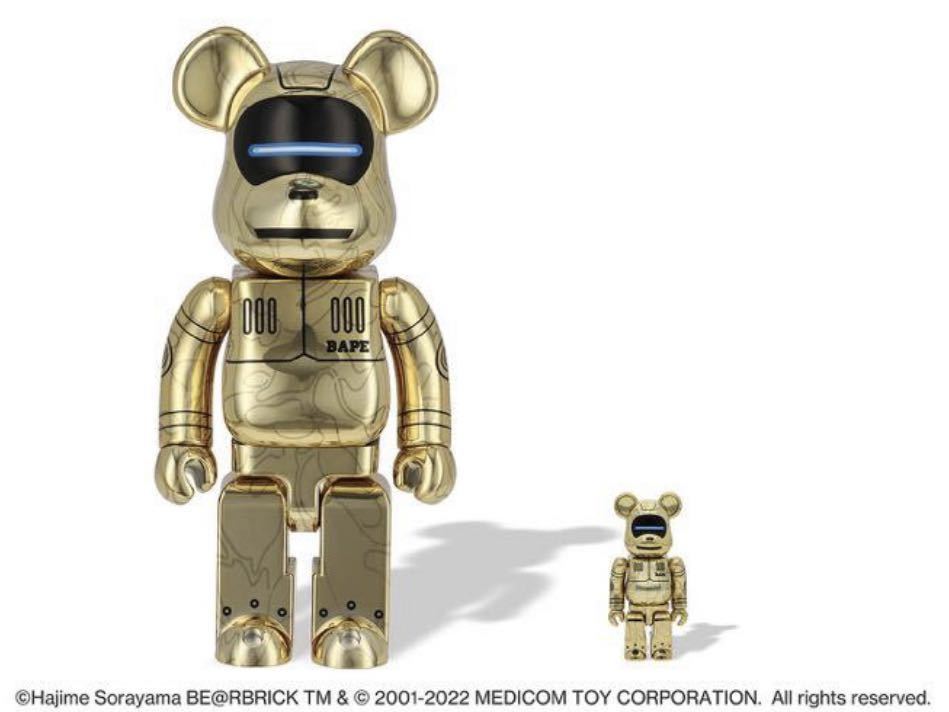 MEDICOM TOY BE@RBRICK SORAYAMA BABY MILO 100% & 400% GOLD Ver