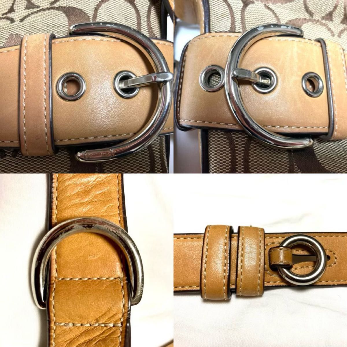 ★【中古】COACH コーチ シグネチャー キャンバス ショルダーバッグ ブラウン 3574
