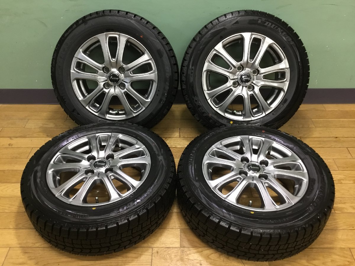 2022年製 DUNLOP WINTERMAXX 175/65R14 スタッドレス & 社外 ARREEST 14×5.5J＋50 PCD100 ハブ径67 4本 　　2301275　2G10-1 石_4本共にパンク修理の跡はございません。