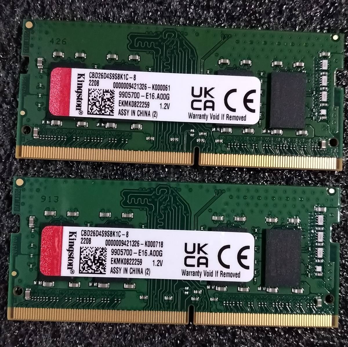 [Небольшое время использования] DDR4 SODIMM 16GB (8GB2 PATCH) KINGSTON CBD26D4D4S9S8K1C-8 [DDR4-2666 PC4-21300]