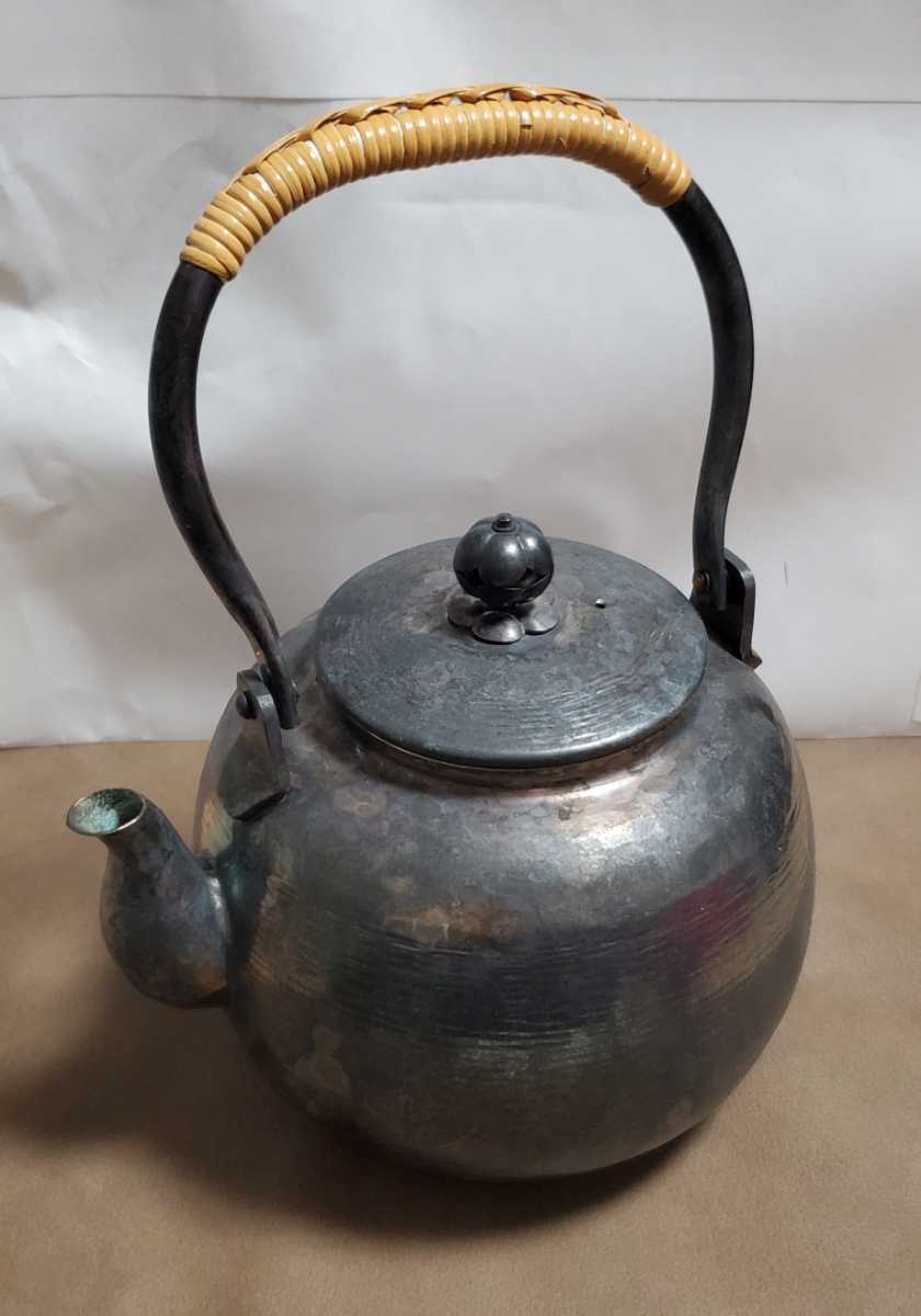 急須 煎茶道具 茶道具 秀峯堂造 いぶし銀製 湯沸 水注 銀瓶 茶器