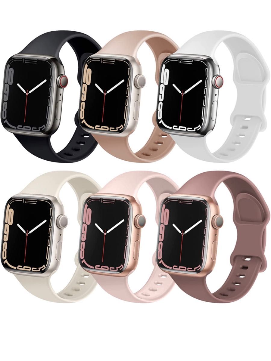 6本アップルウォッチ バンド apple watch バンド スポーツストラップ 交換ベルト 柔らかいシリコン38/40/41mm