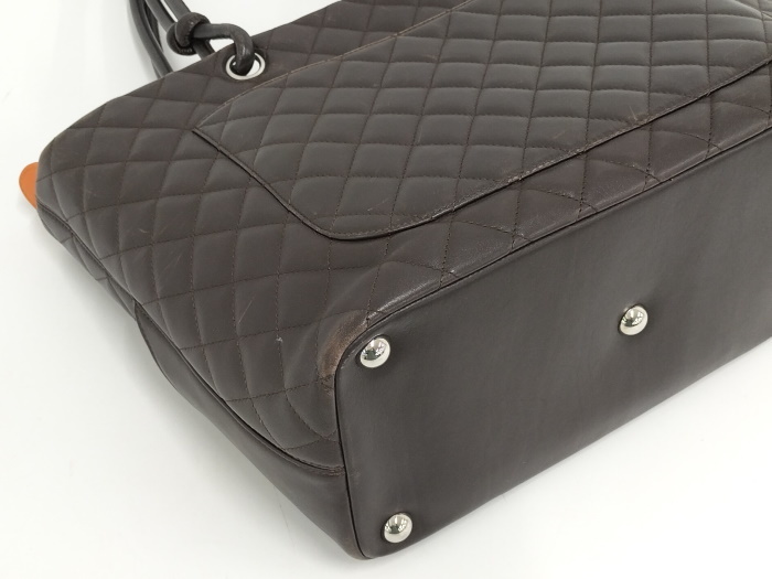 CHANEL カンボンライン ラージ トートバッグ レザー ダークブラウン