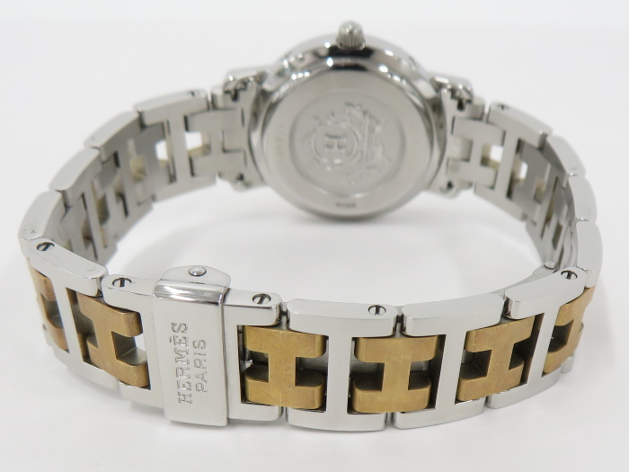 HERMES 腕時計 クリッパー コンビ クオーツ SS GP ホワイト文字盤 CL4.220 通販