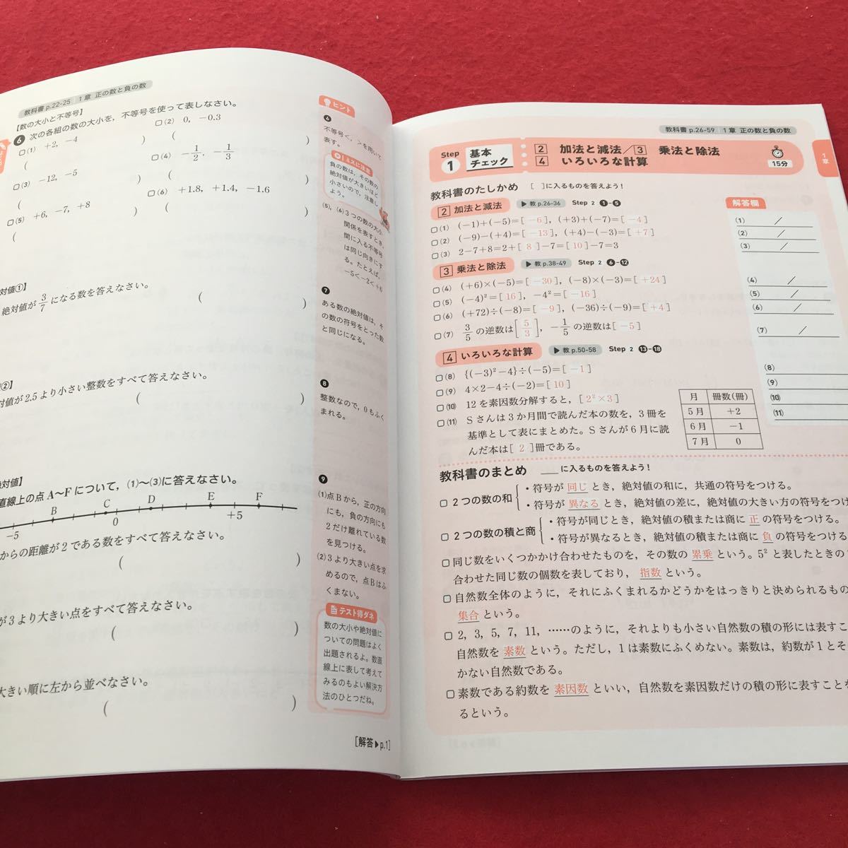 g-625※0 新学習指導要領対応 定期テスト ズバリよくでる 数学 1年 数研出版版 解答付_画像4