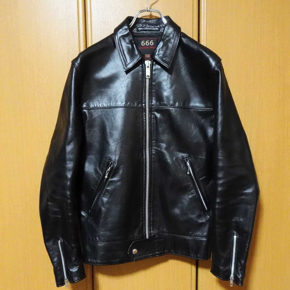 666 Leather Wear シングルライダースジャケット 38 ブラック 黒