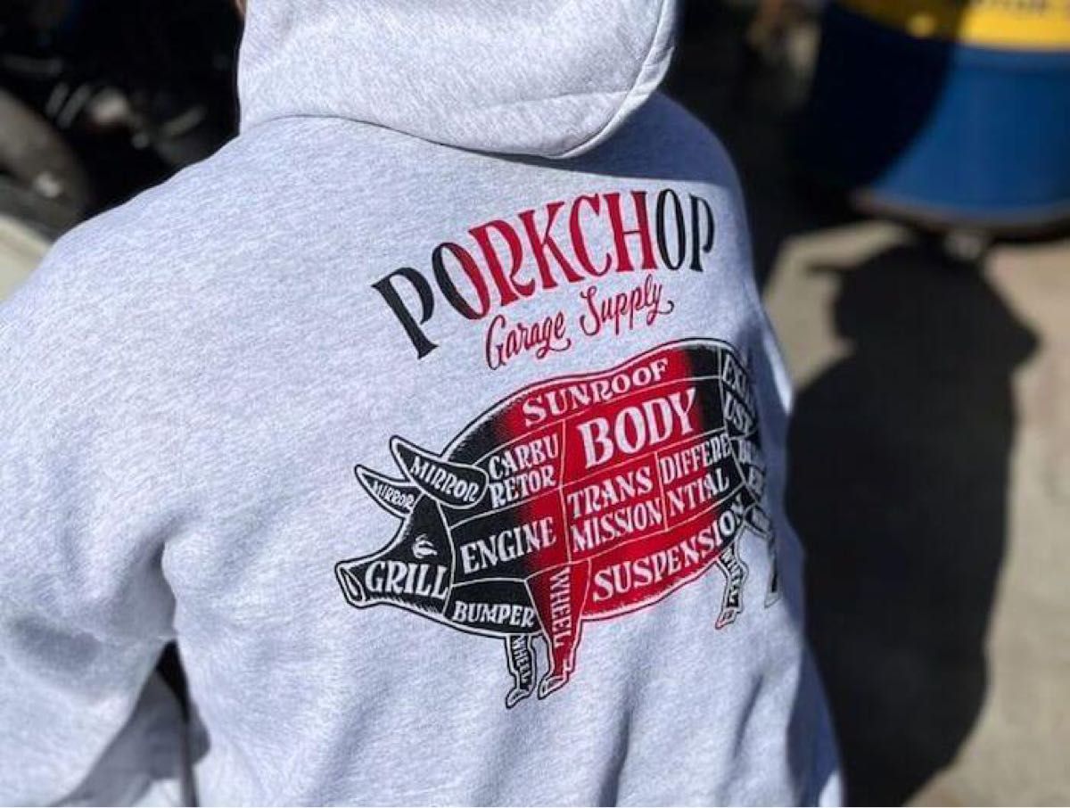 ポークチョップ パーカー/PORKCHOP GRAY XLサイズ キムタク