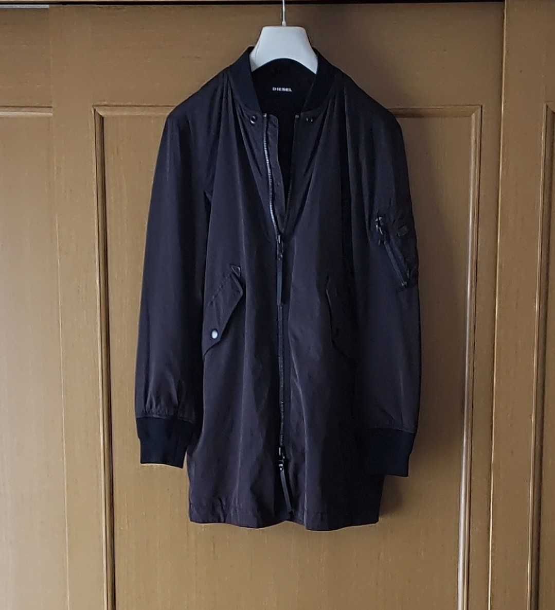 訳あり新品未使用 DIESEL ロングMA-1 ナイロンブルゾン ミリタリー黒L