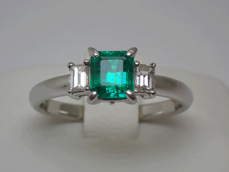 PT900 fine quality natural emerald diamond ring ring E0.84ct D0.22 size #17 number new goods finishing settled beautiful goods free shipping!!