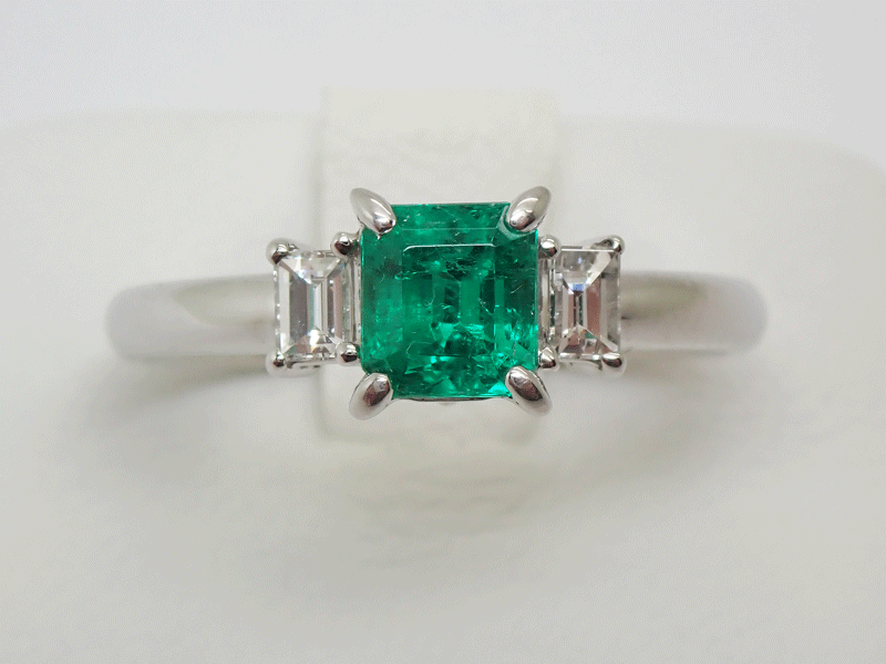 PT900 fine quality natural emerald diamond ring ring E0.84ct D0.22 size #17 number new goods finishing settled beautiful goods free shipping!!