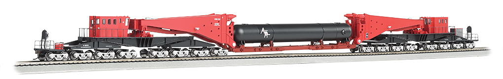 【新品・未開封】大物車 Bachmann RETORT LOAD&BLACK TRUCKS-380 TON SCHNABEL CAR RED&BLACK HOゲージ + 線路