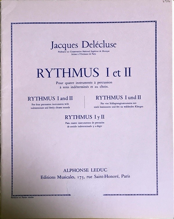 ダルクローズ リズム教本 第1,2巻 第3巻 第4巻 4つの打楽器 輸入楽譜 Delecluse Rythmus 洋書
