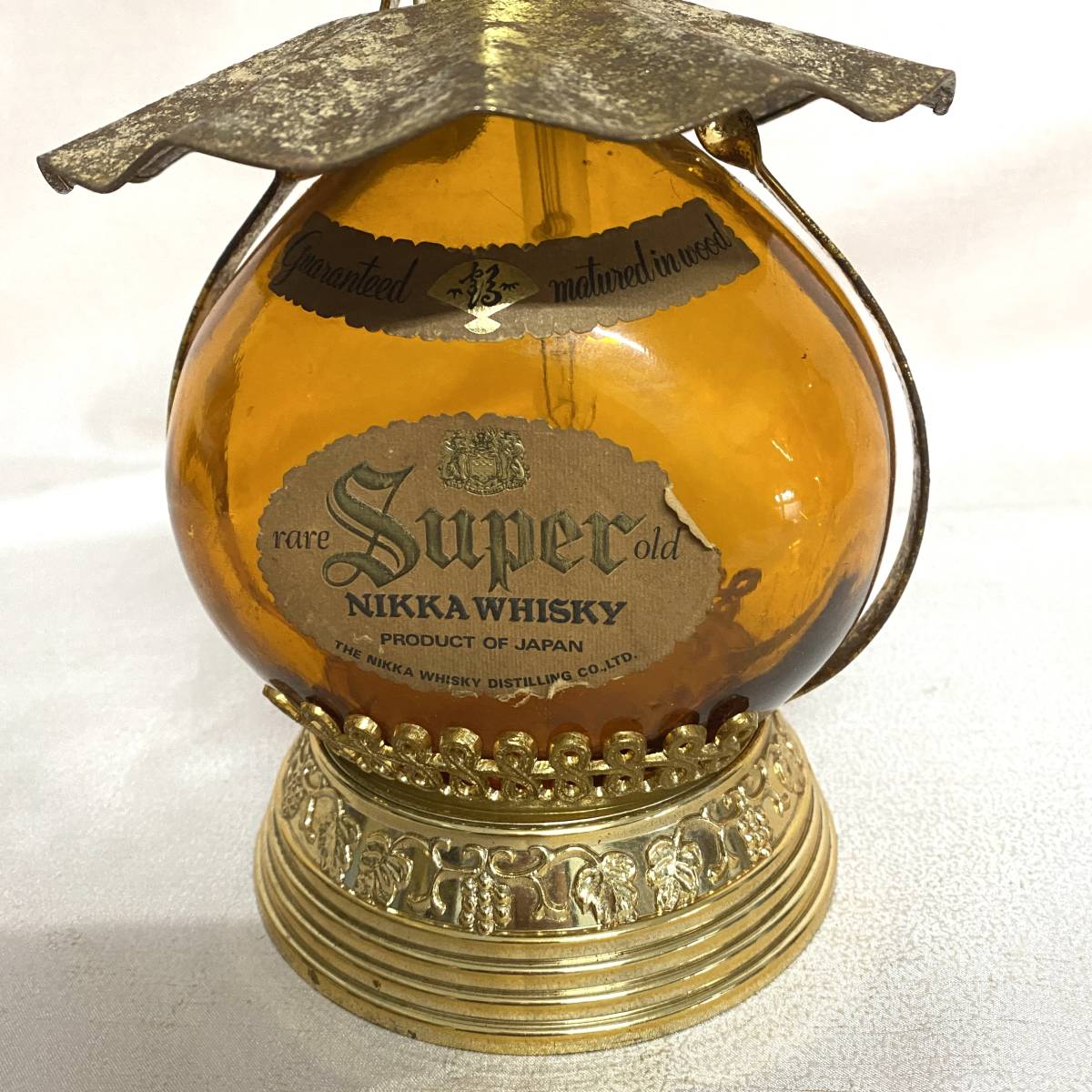 レトロ SUPER NIKKA ＷHISKY スーパーニッカウイスキー 空き瓶アクセサリーランプ ランタン お酒ランプ インテリア ホヤ（2613）ジャンクの画像2