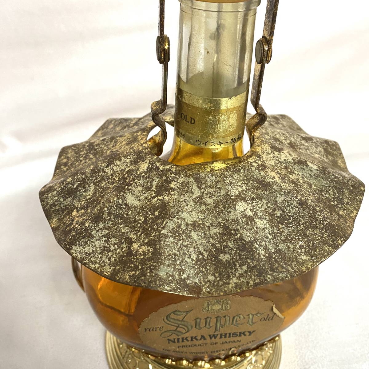 レトロ SUPER NIKKA ＷHISKY スーパーニッカウイスキー 空き瓶アクセサリーランプ ランタン お酒ランプ インテリア ホヤ（2613）ジャンクの画像3