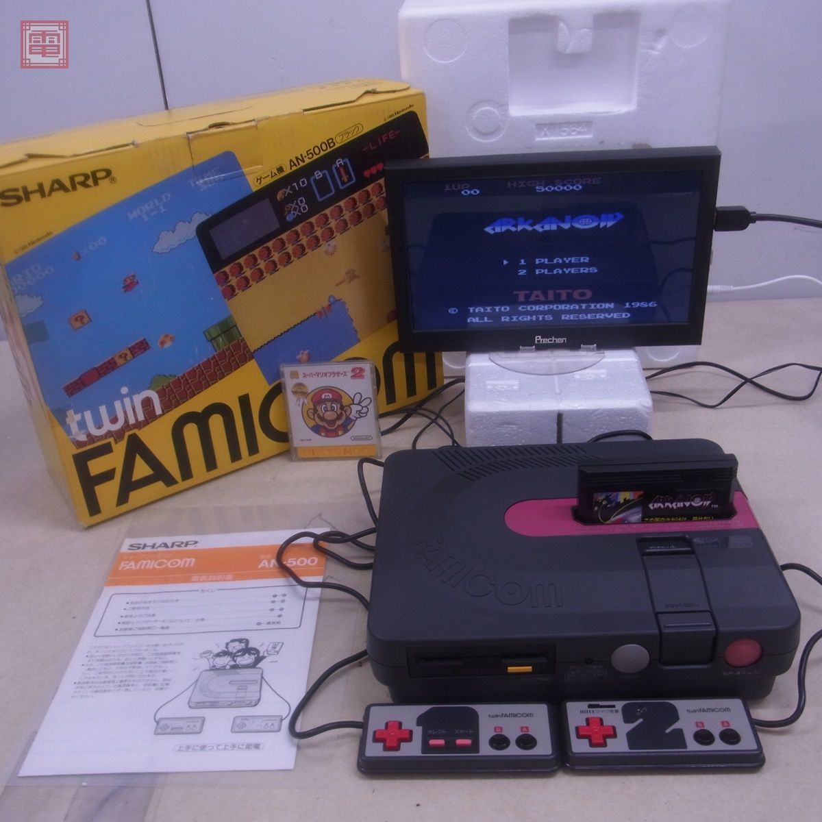 FC ツインファミコン 本体 SHARP AN-500B 箱説 + ソフト2本付 TWIN FAMICOM シャープ 現状品【40の画像1