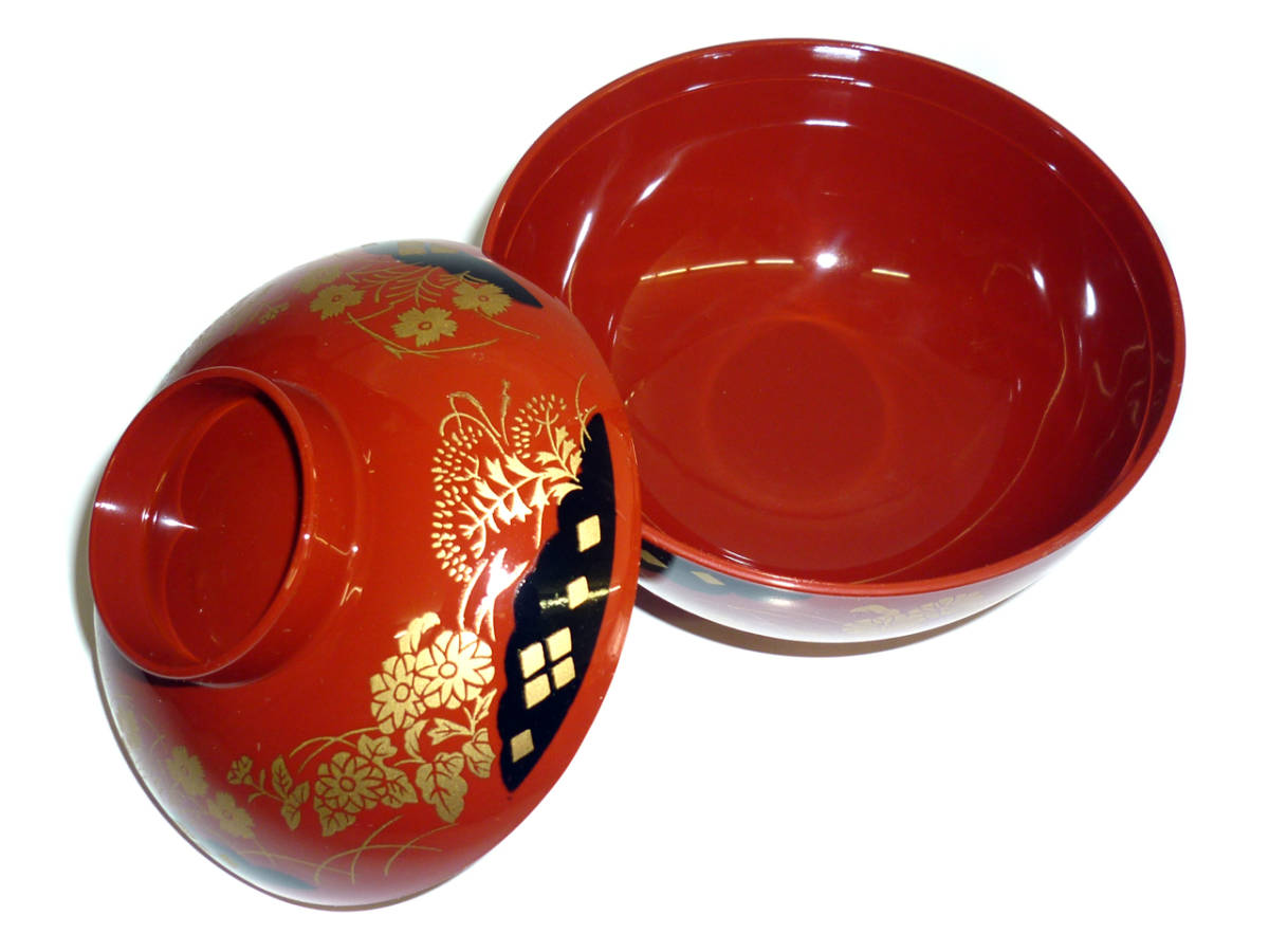 山中漆器 フタ付き汁椀揃 5客セット 新品未使用 高級漆器 祝膳 お