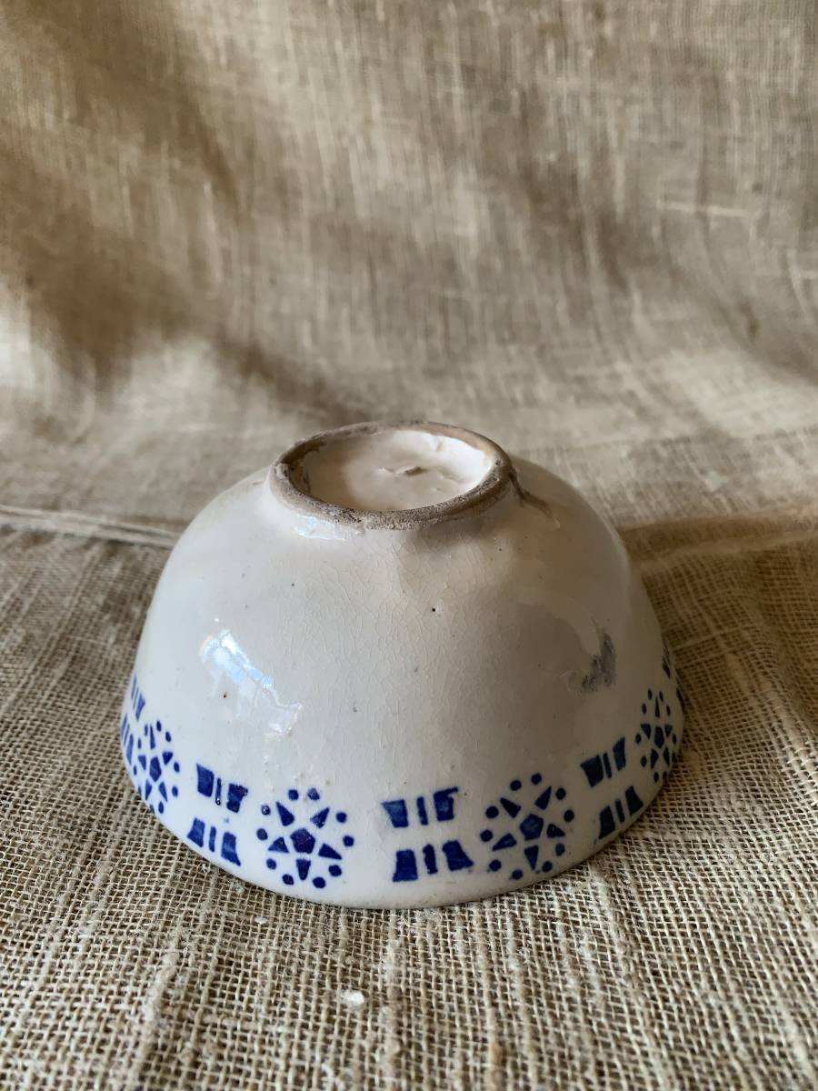  Vietnam vessel Vintage antique sombe. tea cup cafe au lait bowl France ceramics hand .. blue and white ceramics . small bowl 