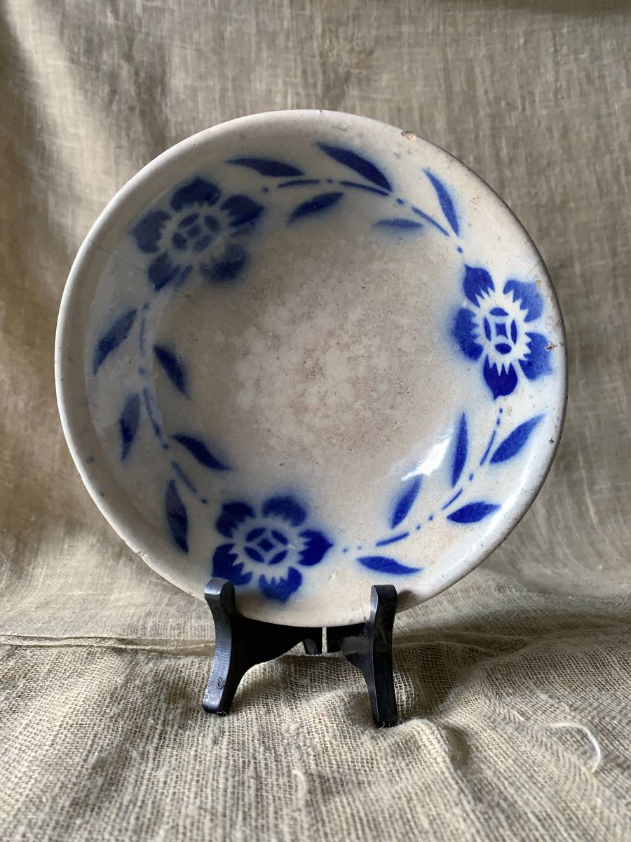 2 шт. комплект Вьетнам контейнер Vintage античный sombe. чашка plate тарелка Франция керамика рука .. белый фарфор с синим рисунком ... маленькая тарелка 