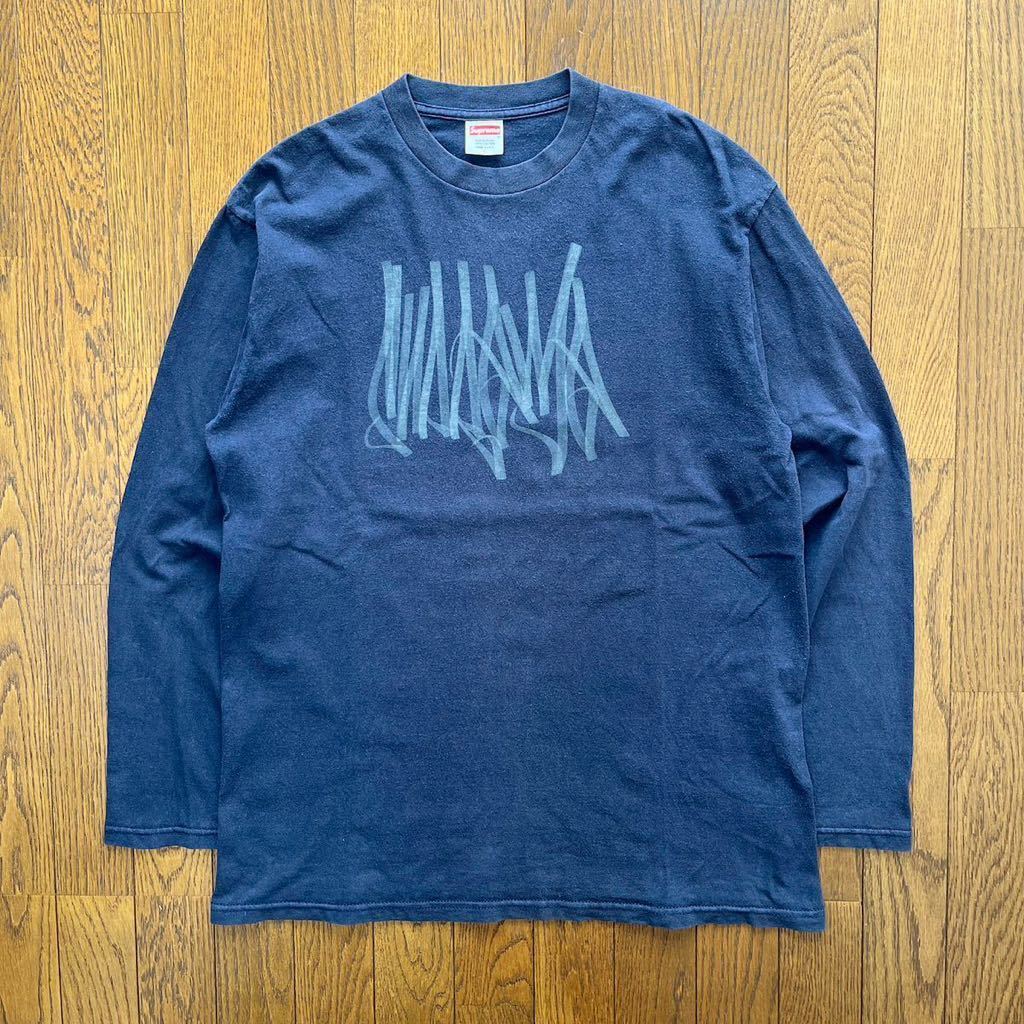 2001ss OLD SUPREME Jose Parla L/S Tee ロンT L navy ネイビー 初期