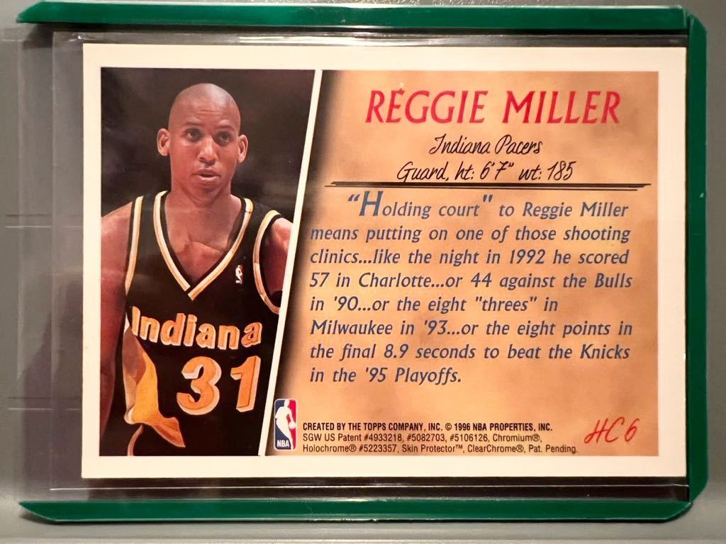 激レア Refractor Insert 96 Topps Holding Court Reggie Miller レジー・ミラー NBA Pacers Insert バスケ Panini リフラクター HOF_画像2