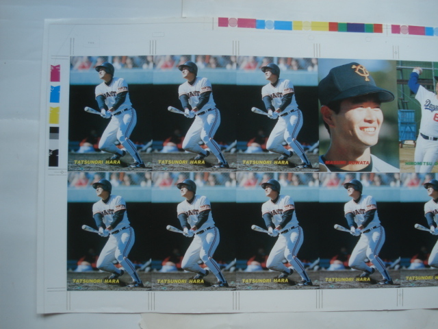 カルビー 1991年 校正刷り (ビッグサイズカード) プロ野球 トンボ カラーチャート 原(巨人)、桑田(巨人)、落合(中日)の画像3