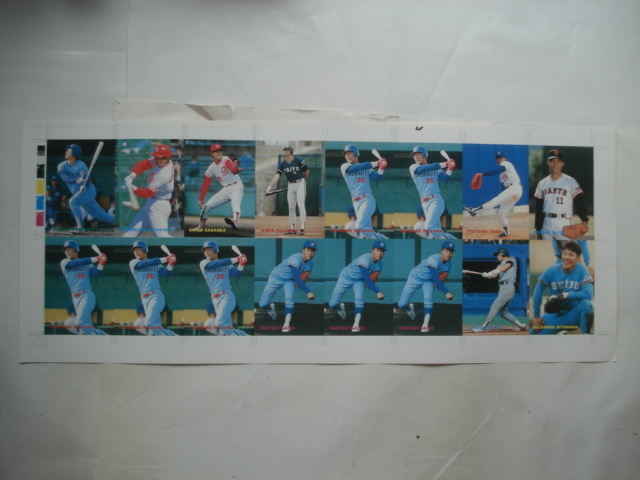 カルビー 1991年 校正刷り (ビッグサイズカード) プロ野球 広沢、小早川、佐々岡、パチョレック、池山、与田、斎藤、内藤、岡田の画像1