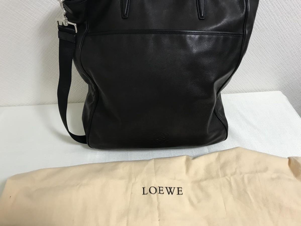 美品本物ロエベLOEWE本革オールレザー2wayビジネストートボストンバッグショルダーハンドバック茶ブラウンメンズレディース旅行トラベル_画像4