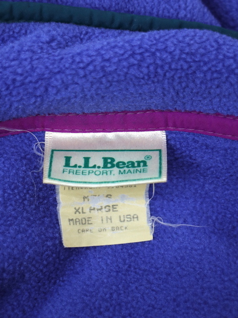 80s USA製 L.L.Bean エルエルビーン フリース プルオーバージャケット(メンズ XL)ブルー ビンテージ_画像6