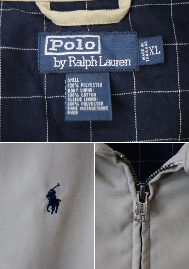90s Polo by Ralph Lauren ラルフローレン ライナー付き スイングトップ ジャケット(メンズ XL)ベージュ ヴィンテージ_画像6