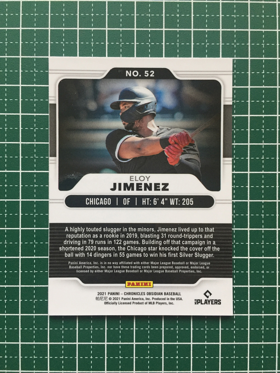 ★PANINI MLB 2021 CHRONICLES #52 ELOY JIMENEZ［CHICAGO WHITE SOX］ベースカード「OBSIDIAN」★_画像2