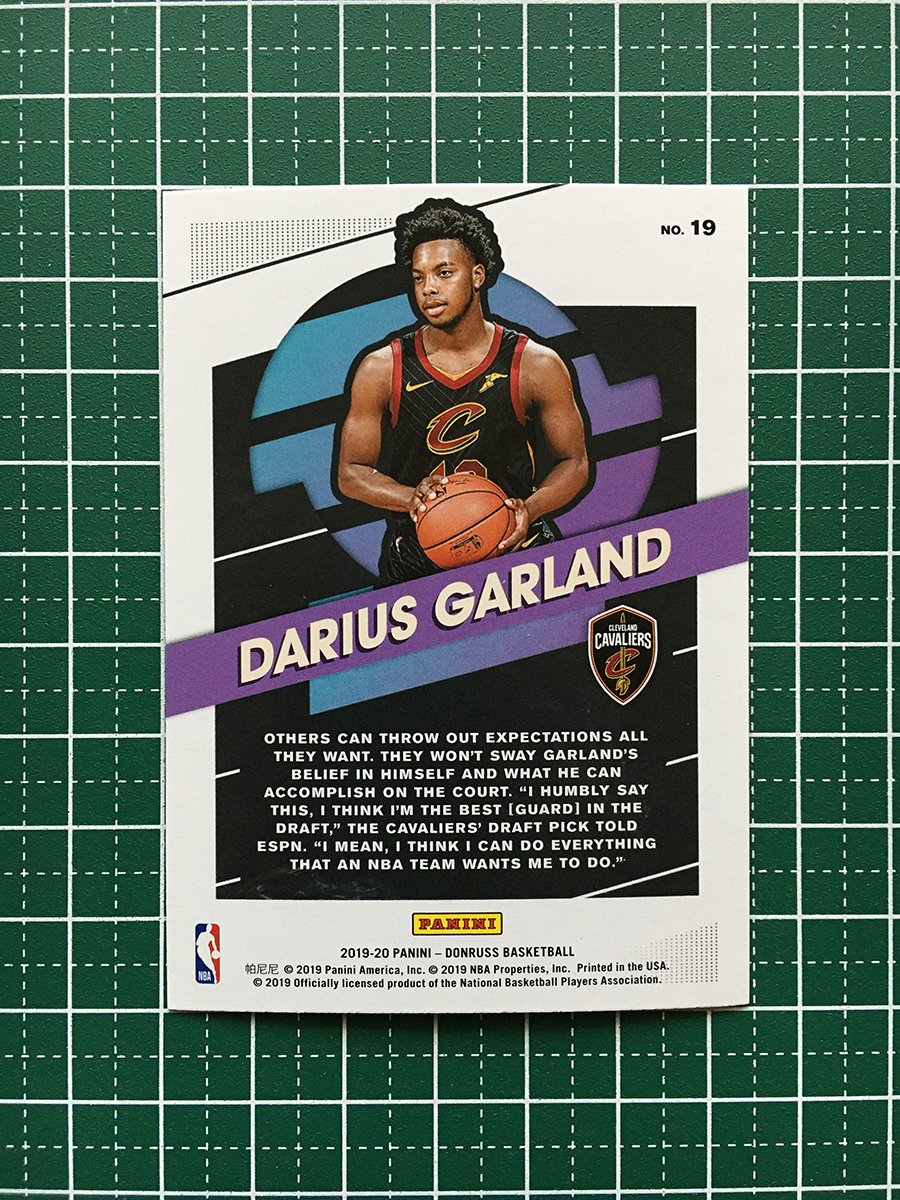 ★PANINI 2019-20 NBA DONRUSS #19 DARIUS GARLAND［CLEVELAND CAVALIERS］インサートカード「GREAT X-PECTATIONS」★_画像2