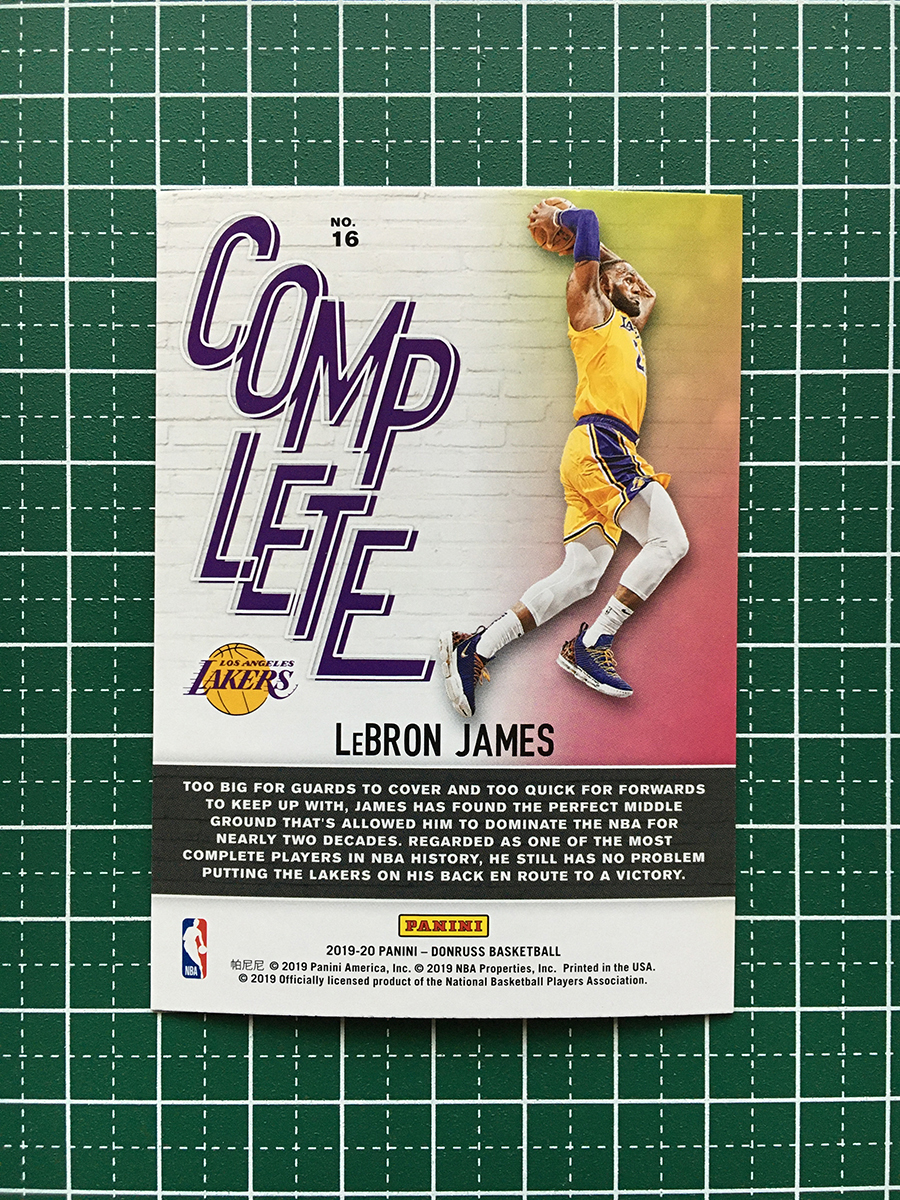 ★PANINI 2019-20 NBA DONRUSS #16 LEBRON JAMES［LOS ANGELES LAKERS］インサートカード「COMPLETE PLAYERS」★_画像2