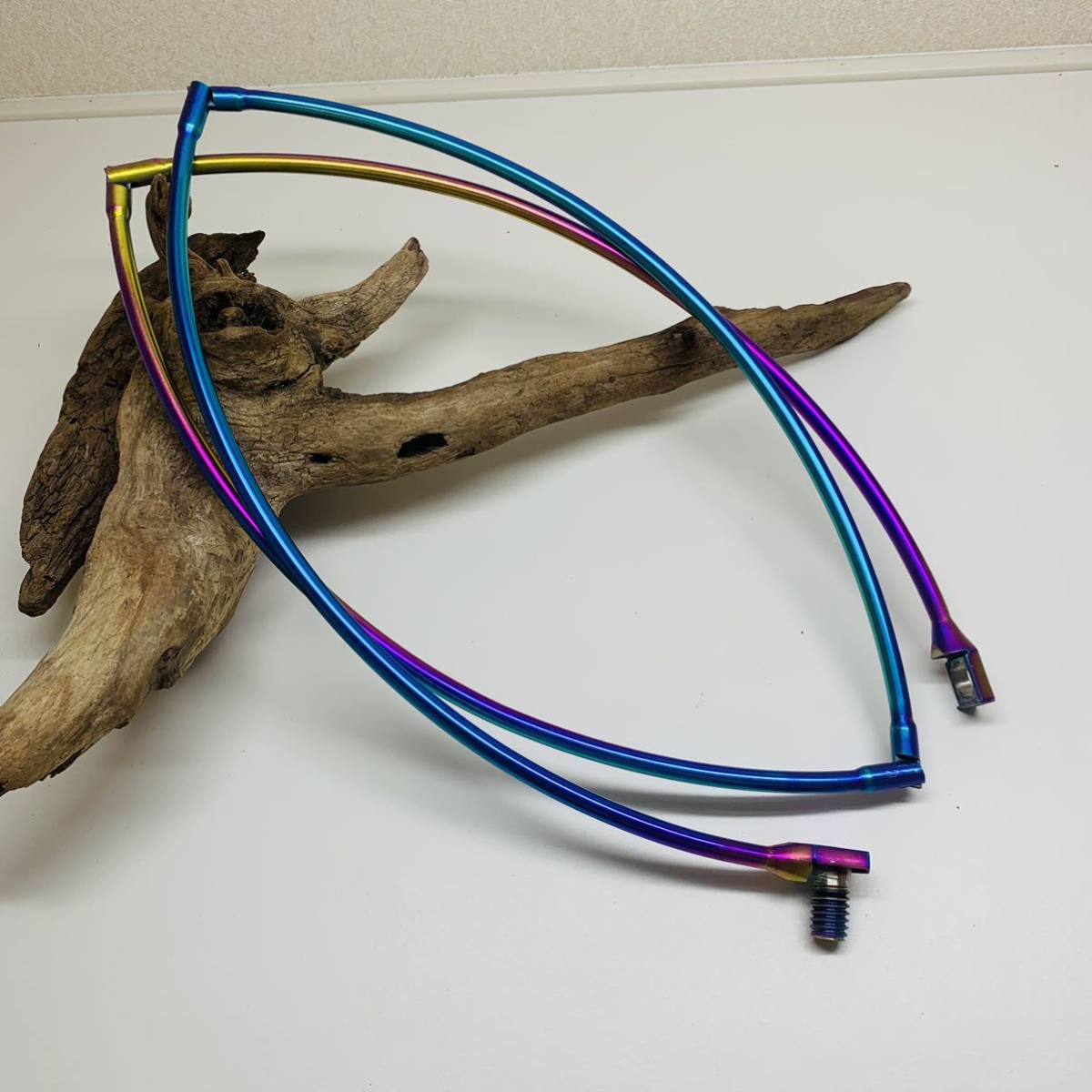 最高チタン製 磯タモ枠 四ツ折 50cm 陽極酸化 虹色の輝き 145g 超軽量 ...