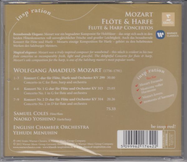 [CD/Erato]モーツァルト:フルートとハープのための協奏曲ハ長調K.299他/S.コールズ(fl)&吉野直子(harp)&Y.メニューイン&イギリス室内管_画像2