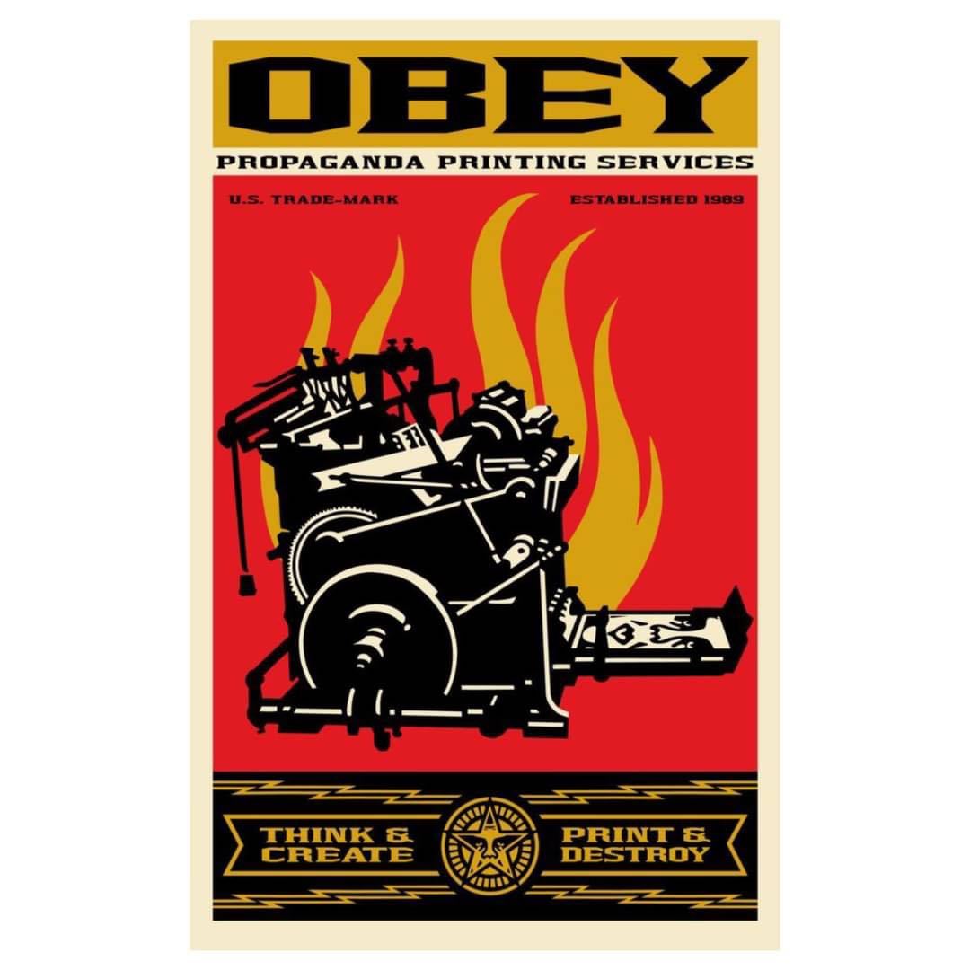 【直筆サイン入り】OBEY オーベイ PRINT AND DESTROY Shepard Fairey Poster ポスター / バンクシー Banksy Kaws kyne DOLK 村上隆