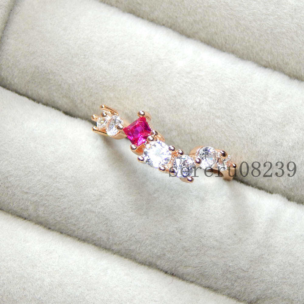  remainder 1 point * new goods * free shipping 11 number 7 ream CZ ruby diamond ring silver 925 lady's accessory ring pink gold zirconia limitation 