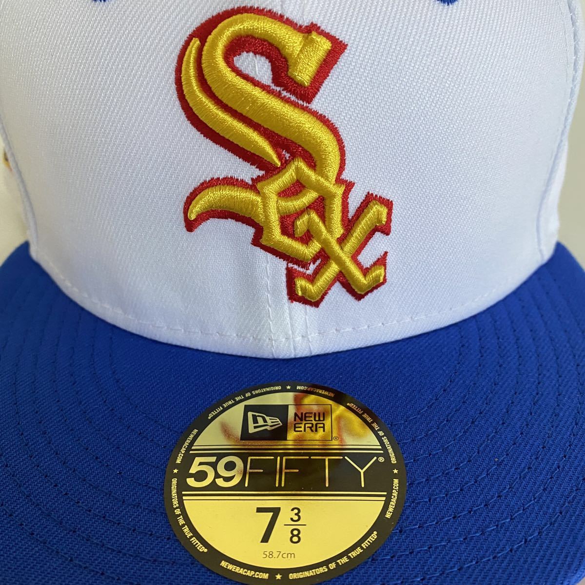 新品 New Era ツバ裏レッド Chicago White Sox 2Tone Blue Cap 7 3/8