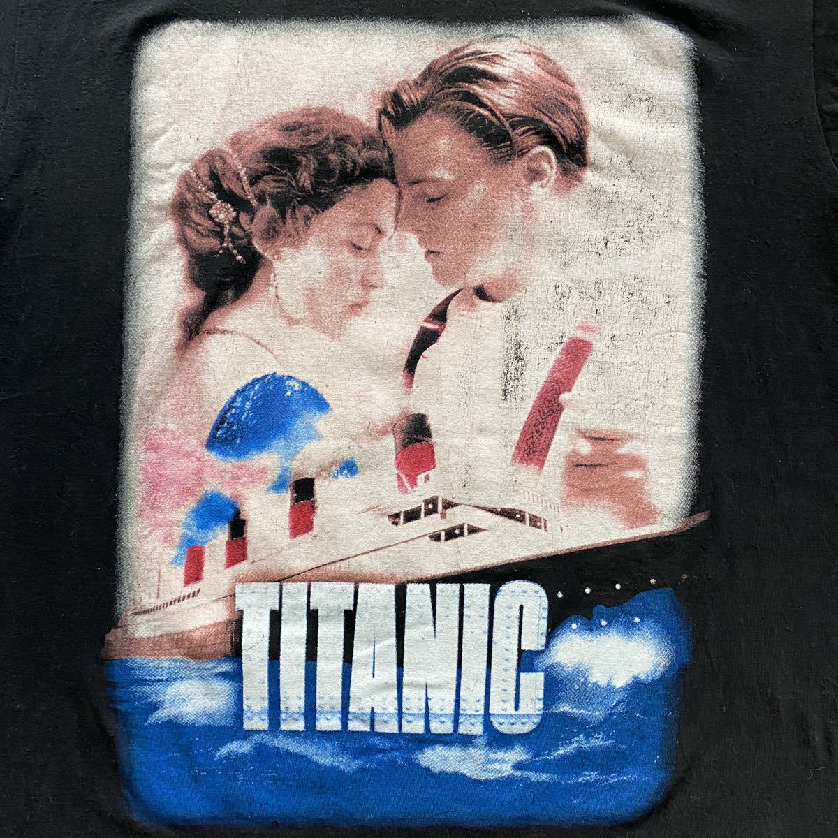 激レアVintage Leonardo DiCaprio Titanic Tee XL Black タイタニック Tシャツ ブラック band rap  Movie ラップTバンドT ムービーT bayclub