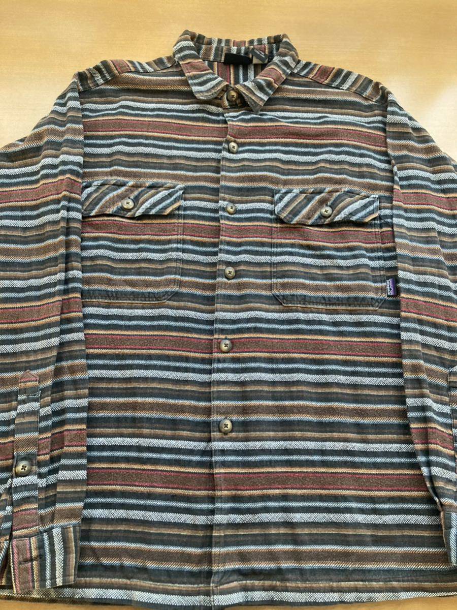 1999年 portugal製 patagonia heavy flannel shirt strata black Msize 